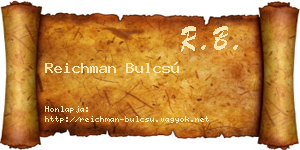 Reichman Bulcsú névjegykártya